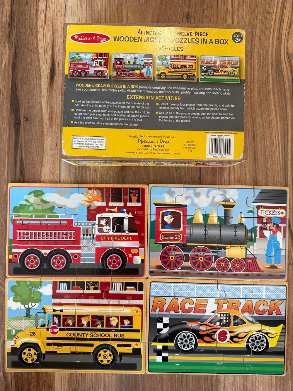 Melissa & Doug Vehicles Wooden Jigsaw Puzzles in a Flawed Box